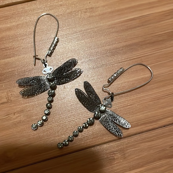 silver dragonfly earrings - Picture 2 of 3